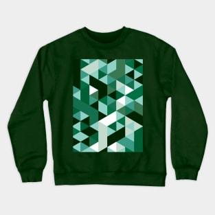 Distorted Geometric Art in Greens Crewneck Sweatshirt